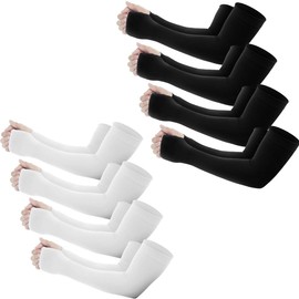 Mangas para Brazos, 8 Pares Mangas Brazos para Hombre y Mujer, Protector Solar para el Brazo de Hielo, Guantes Largos de Protección UV Mangas de Protección Solar para Calentadores Medio Dedo Mangas
