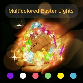 suddus Easter Lights Battery Operated, 12.8ft 40LED Easter String Lights with Remote, Easter Bunny Lights Indoor Outdoor