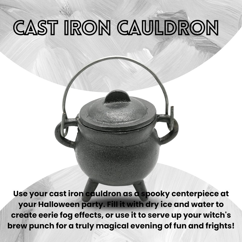 Reusable 4 Inch Cast Iron Cauldron Candle with Lid and