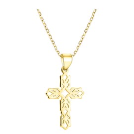 Sofia Milani - Women's Necklace 925 Silver - Gold Plated - Patterned Cross Pendant - N0697