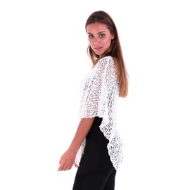 SHU-SHI Womens Sheer Popcorn Poncho Shrug Lightweight Knit Summer Cape