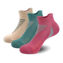 SERISIMPLE Low Cut Performance Cotton Viscose Bamboo Socks Athletic Cushion Compression Wicking Running Men Women 3 Pairs (US, Alpha, Medium, Regular, Regular, Assorted2)