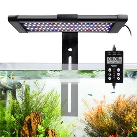 hygger Fully Customize WRGB Color Spectrum & Scheduling Clip On LED Aquarium Light for 12-18 in Fish Tank with in-Line Remote Auto On Off Daylight Moonlight 24/7 Mode