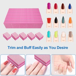 80/80 Grit Nail Buffers (50 Pack), Mini Nail Buffer Block Nail Files for Acrylic Nails and Natural Nails, Coarse Nail Buffer Blocks Bulk Buffing for Nail Buff Professional Manicure File Set Pink