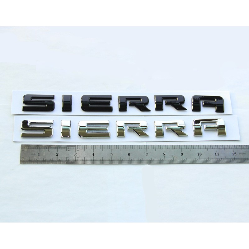 Yoaoo 2Pack OEM Black Sierra Nameplates Letter Emblems Badges Glossy