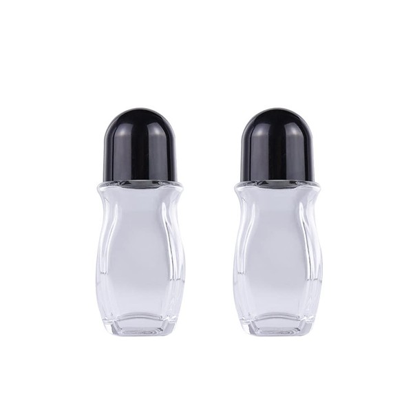 QUUPY 2PCS 30ml/1oz Deodorant Glass Roller Bottles with Plastic Roller