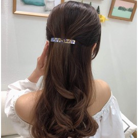 2PCS French Design Hair Barrette Tortoise Shell Celluloid Rectangle Hair Clips for Women