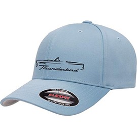1955 1956 1957 Ford Thunderbird Convertible Outline Design Flexfit 6277 Athletic Baseball Fitted Hat Cap LtBlue L/XL