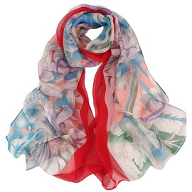 Pokeedioty Scarfs for Women Lightweight Fashion Scarves Elegant Floral Pattern Sheer Scarfs (Y-157)