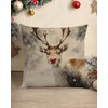 PreLiving Christmas Reindeer Pillow Cover 18x18 – Cute Red-Nosed Deer