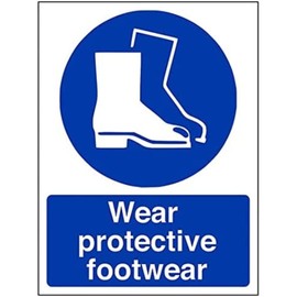 V Safety Mandatory PPE - Wear Protective Footwear - 200 x 300 mm Safety Sign