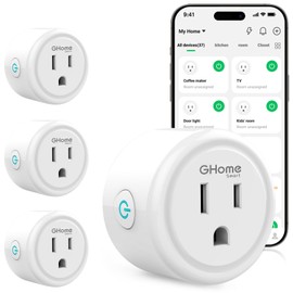 GHome Smart Plug, WiFi Smart Plugs Work with Alexa and Google Home, Smart Outlet Timer with APP Remote Control, 2.4GHz Wi-Fi Only, No Hub Required, ETL FCC Listed