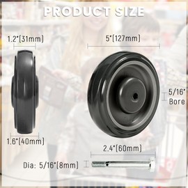 DUPDMKIN Shopping Cart Wheels Silent Shopping Cart Wheels Replacement 5 inch caster wheels with Screws Gray Shopping Cart Wheels Fit Most Carts (4 Pack)