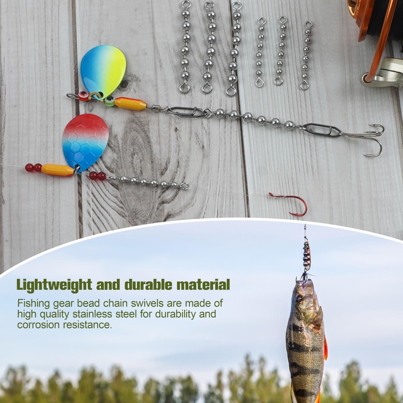 20 Pack Fishing Bead Chain Swivels Stainless Steel Catfish Swivels