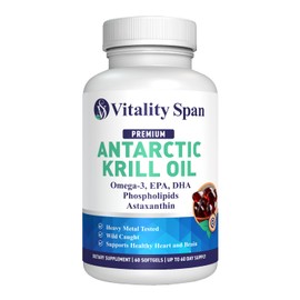Antarctic Krill Oil Omega 3 Astaxanthin Choline DHA EPA, Superior Absorption, Extra Strength, No Fish Oil Aftertaste, Heavy Metal Tested, Small Size softgels 500mg