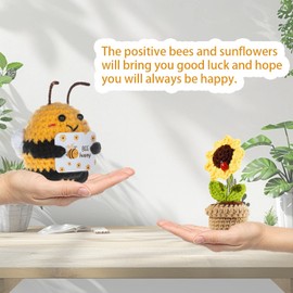 Rehecher Pack of 2 Positive Gifts, Pocket Hug Bee Gift, Bee Cuddly Toy, Bees and Sunflowers, Lucky Charm Gifts for Friends and Family