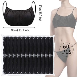 60 Pieces Disposable Bras Black Disposable Bra Disposable Spa Bras Women's Disposable Sunless Spray Tan Top Underwear Brassieres for Spray Tanning