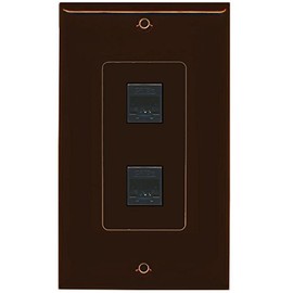 RiteAV Decorative 1 Gang 2 Port Cat5e Ethernet Wall Plate - Brown/Brown