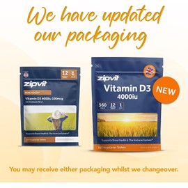 Zipvit Vitamin D3 4000 IU, 360 Maximum Strength Vitamin D Tablets, 12 Months Supply, Vegetarian, 1 a Day, VIT D3 As Cholecalciferol, Supports Bones Muscles, Immune System