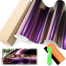 1FTx5FT Galaxy Dust Gloss Phantom Purple Gold Chameleon Metallic Color Shift Color Change Vinyl Wrap Auto Car Sticker Decal Film Sheet Bubble Free Air Release Technology with Tool Set