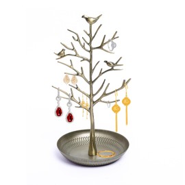 LEUTED Jewellery Stand, Bird Shape Bracelet Stand, Earring Stand, Metal, Chain Stand with Jewellery Tray, Jewellery Holder, Bird Shape, Dressing Table, Decorative Tree for Necklaces, Earrings, Rings