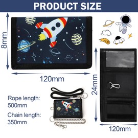 Neck Pouch, Children's Wallet for Boys with Key Ring, Birthday Gift for Boys Girls (Space)