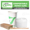 20 oz Compostable Paper Cups with White Dome Lids, Sleeves