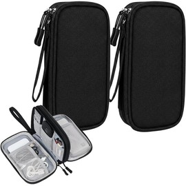 2pzs Organizador de Cables, Estuche para Accesorios Electrónicos, Bolsa Portatil de Viaje con 8 Bolsillos Interiores, Gran Capacidad, Impermeable, para Cables, Cargador, Teléfono, Tarjeta SD