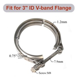 Elifecenter 3 Inch Exhaust V band Clamp 304 Stainless Steel V-Clamp for 3" OD Flange Kits