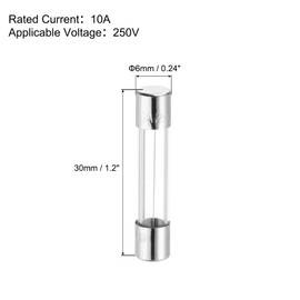 sourcing map 10A 250V Glass Fuse 6x30mm Time Delay Fuse UL Listed Slow Blow Fuse for Home Appliances(Pack of 10)