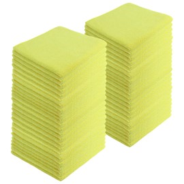 JD Homease Microfiber Cleaning Cloths,48 Pack, 16"x16", All-Purpose, Softer, Highly Absorbent, Lint-Free, Reusable, Washable Pro Towels, Yellow, for House, Kitchen, Bathroom, Car, Office