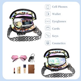I IHAYNER Clear Bag for Stadium Events Fashion Wasit Pack for Girls Small Initial Sling Bag Holographic Laser Crossbody Bags Black-M