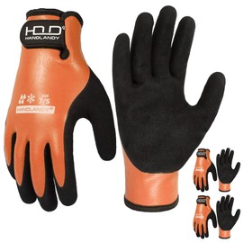 HANDLANDY Waterproof Work Gloves for Cold Weather, Insulated Winter Freezer Work Gloves with Grip for Men Women (2 Pairs Orange, Medium)