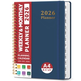 2026 Planner, Weekly and Monthly Planner, January 2026 - December 2026, Hardcover 2026 Calendar Planner Book with Tabs For Women & Men, Inner Pocket, Spiral Bound, Perfect for Office Home School Supplies - A4 (8.5" x 11"), Stargaze