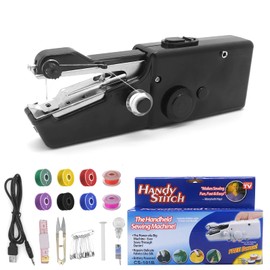 Handheld Sewing Machine, Bemodst Portable Mini Sewing Machine, Beginner Cordless Sewing Electric Sewing Tool with USB Port and Sewing Accessories for Quick Fixes on Clothing,Curtains,Leather etc,BLack