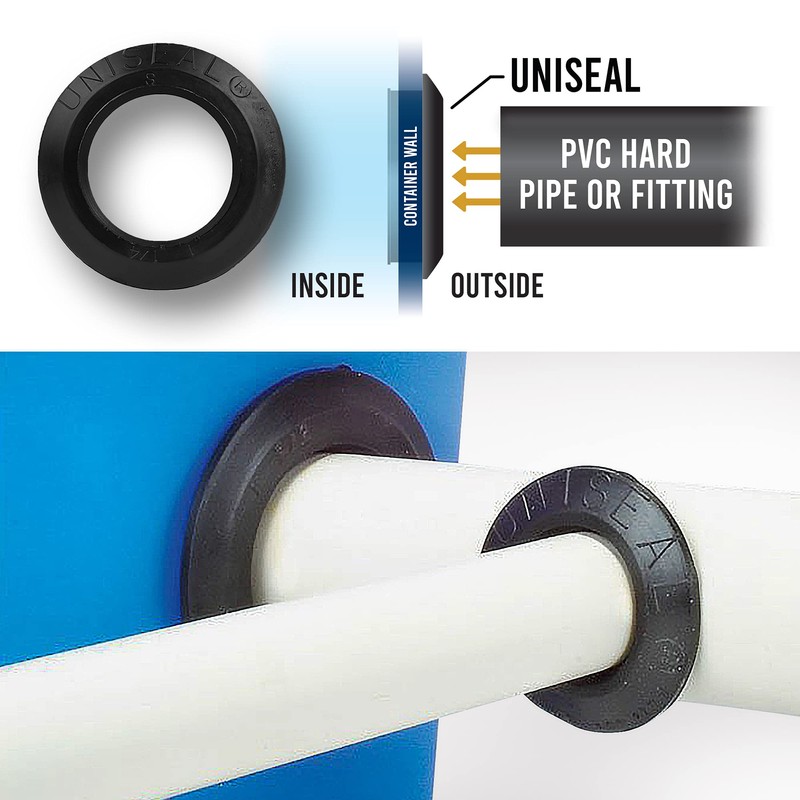 1 1/4'' UNISEAL Flexible Tank Adapter (Bulkhead) - 6 Pack
