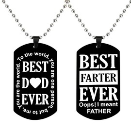 Christmas Gifts for Dad Father Dog Tag Necklace for Men Dad Daddy Birthday Gifts from Son Ddaughter Thank You Appreciation Gifts for Ddad Father Gifts from Kids - Best Dad Ever Necklaces