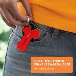 Shopping Trolley Releaser ® Code24 Shopping Trolley Token, Red / Shopping Trolley Chip Keyring with Key Finding Service / Removable Shopping Trolley Token, Metal Chip, Shopping Trolley Key Finder / 1 Piece