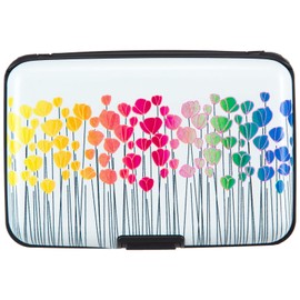 Caranda Credit Cards Holder, RFID Blocking Aluminum Wallet Metal Slim Hard Case for Men Women (Colors Flowers)