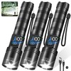 3Pack Rechargeable Flashlights 10000 High Lumens, Super Bright Flashlight with