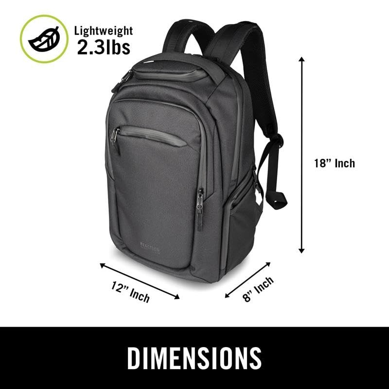 Kenneth Cole REACTION Abrasion-Resistant Parker Laptop Backpack, Black