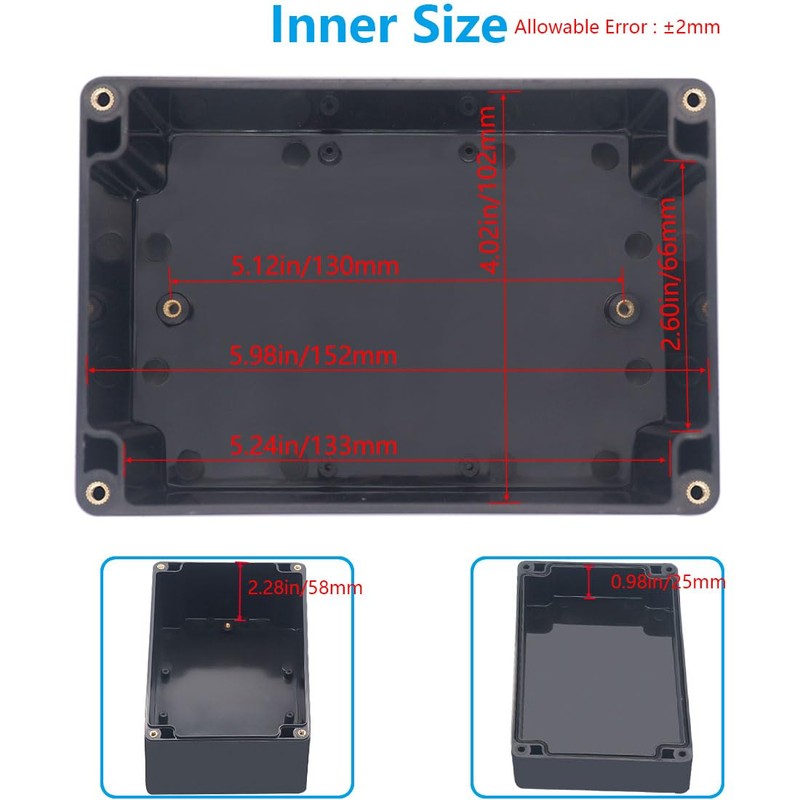 Otdorpatio Project Box ABS Black Electrical Boxes IP67 Outdoor Waterproof