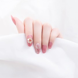 24pcs Cute Nail Tips Pearls Decoration Long Nail Photo False Nails for Girls Women Party After-Party