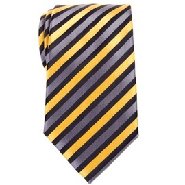 Retreez Retro Three-Color Striped Woven Microfiber Men's Tie - Yellow, Black, Grey