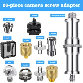 Nizirioo 26 Piece Camera Screw: 1/4 Inch to 3/8 Inch Threaded Screw Camera Screws Adapter Set Inch Screws Camera Tripod Thread Stainless Steel Material for Tripod, Monopod, Ball Head