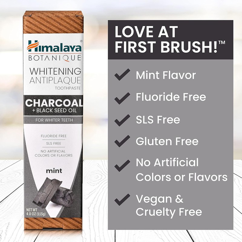 Himalaya Botanique Whitening Antiplaque Toothpaste with Charcoal + Black Seed