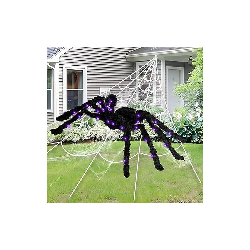 Decoración Halloween Araña Gigante 125 cm con Luz, Exterior e