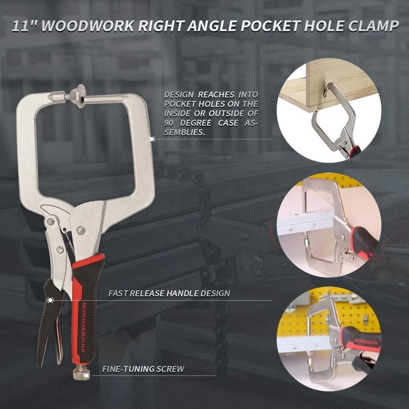 Monster & Master Pocket Hole Clamp, Right Angle Clamp For