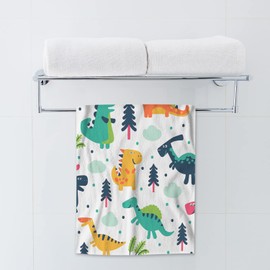 AOYEGO Dinosaur Microfiber Towels Cartoon Funny Animal Dino Tree Cloud Bath Towels Kitchen Hand Towels for Women Men Girls Boys 15x30 Inch