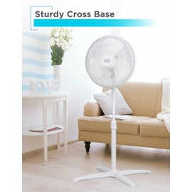 BLACK+DECKER 16-Inch Pedestal Fan, BFP16MXW, Oscillating Fan for Home and Office, Standing Fan with 3 Speed Settings, Height Adjustable with Adjustable Head Tilt, White